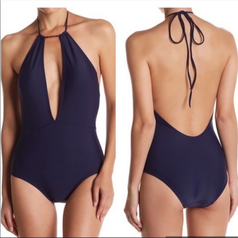 Ted Baker Halter Swimsuit Navy Blue New NWT 2/6